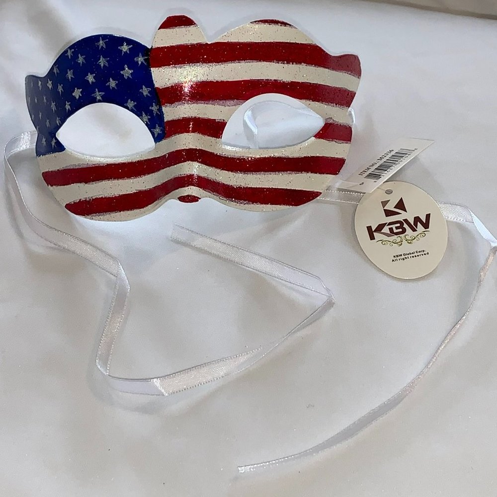 American Flag USA Half Masks Masquerade Patriotic Red White & Blue KBW NOS